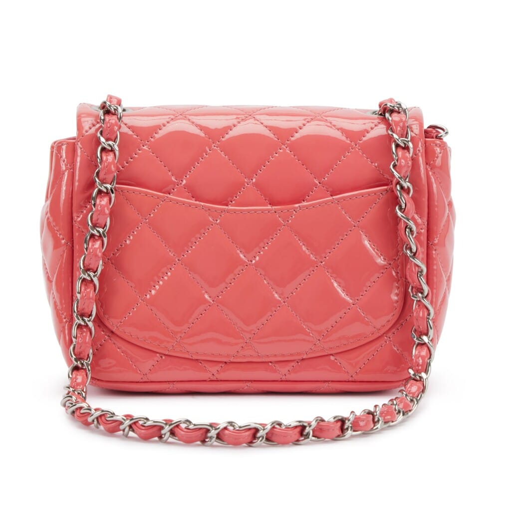 Pink Quilted Patent Leather Mini Square Flap Bag Silver Hardware, 2012-2013