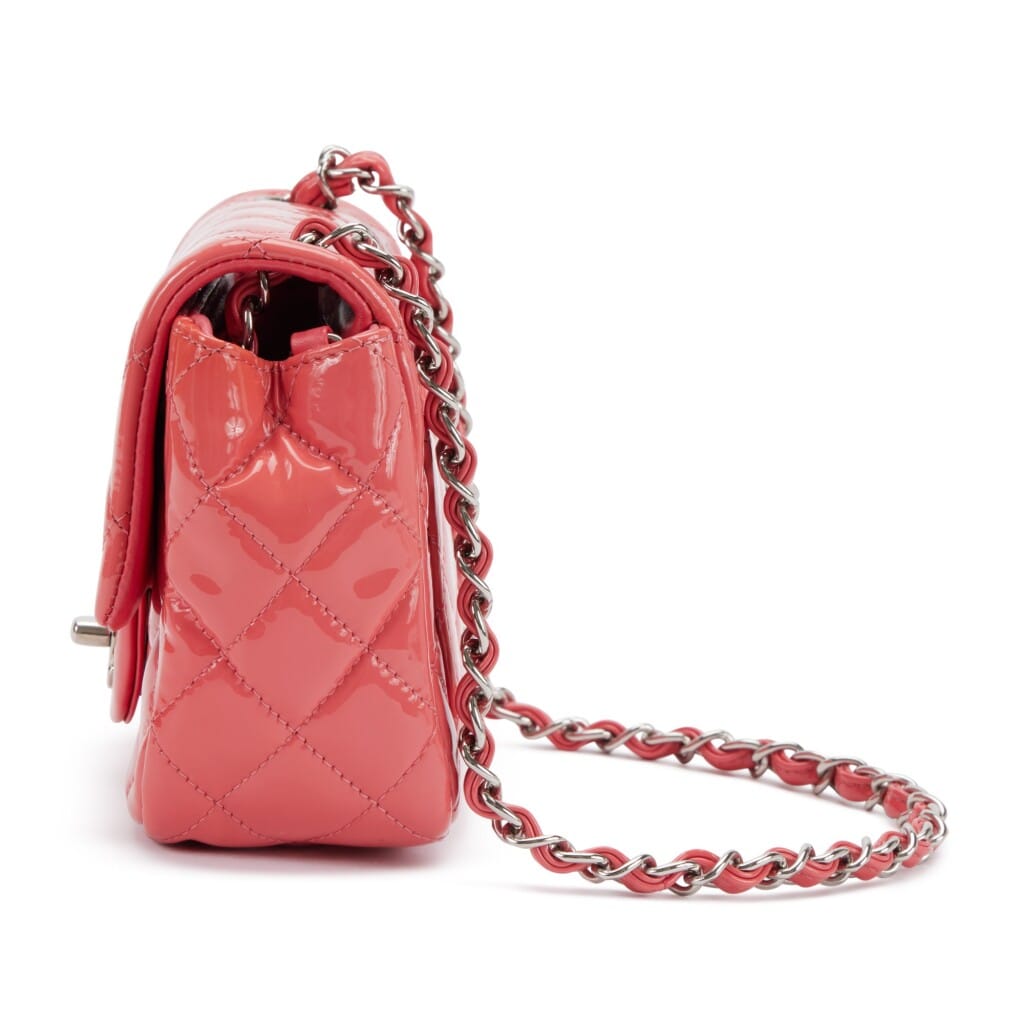 Pink Quilted Patent Leather Mini Square Flap Bag Silver Hardware, 2012-2013
