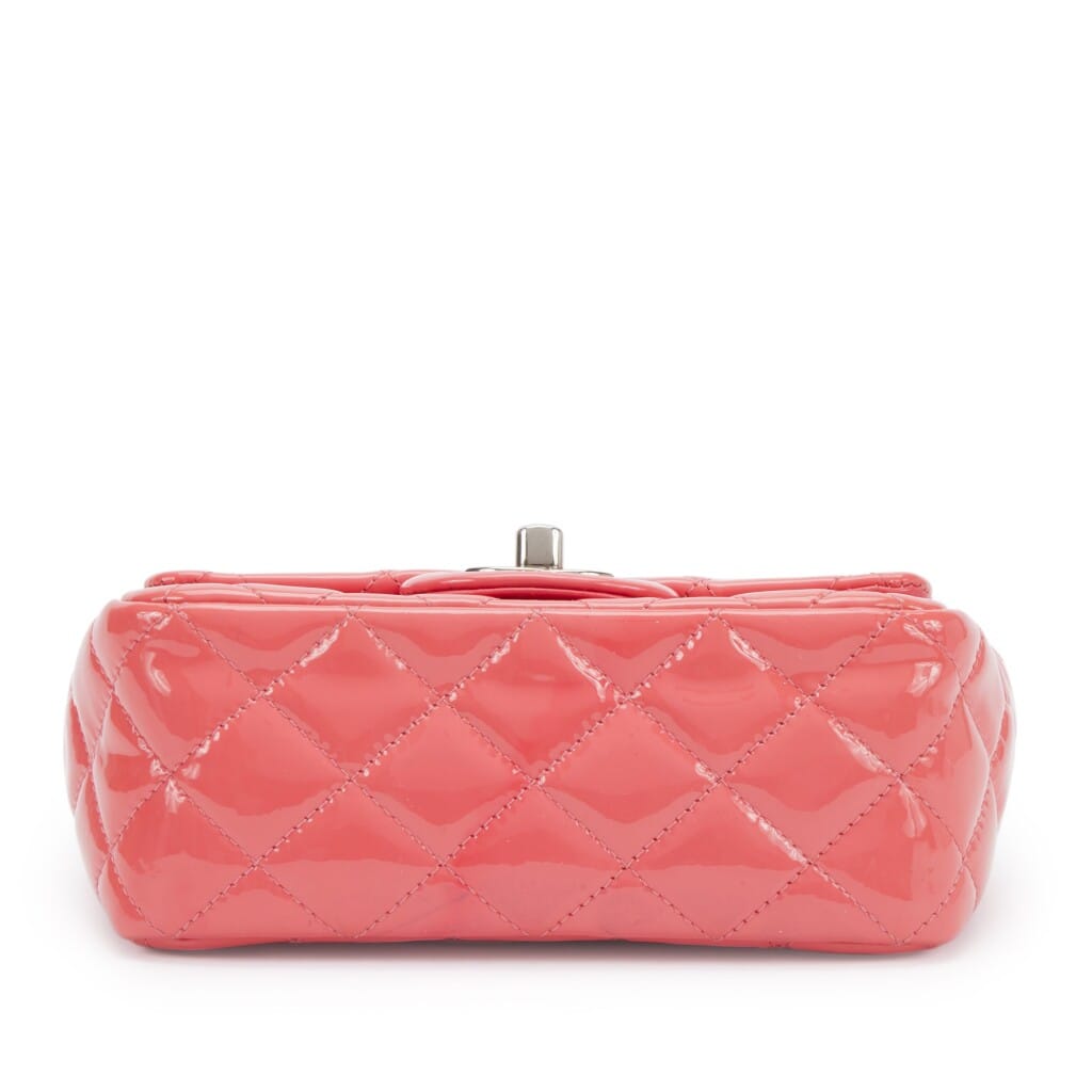 Pink Quilted Patent Leather Mini Square Flap Bag Silver Hardware, 2012-2013
