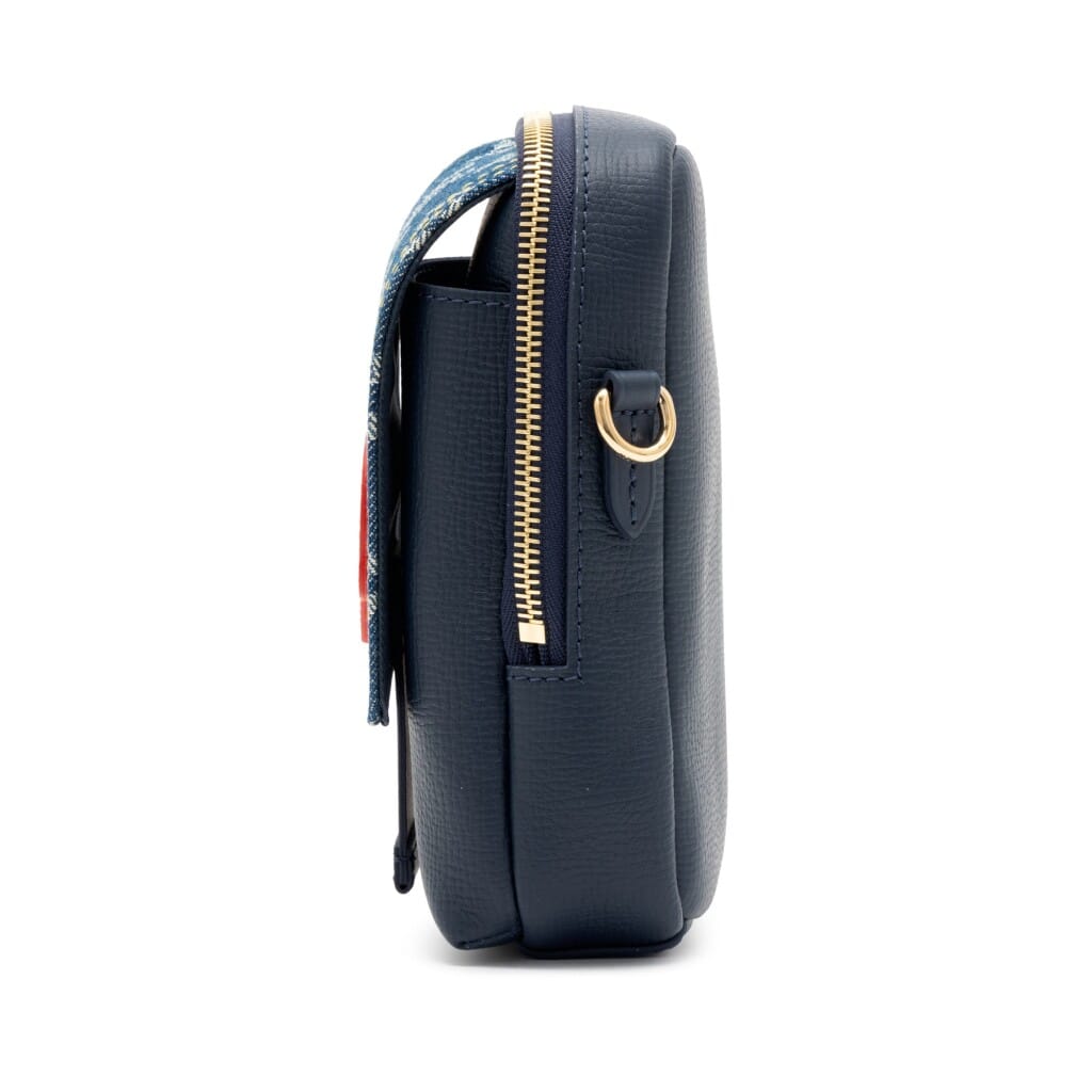 Virgil Abloh NIGO Blue Monogram Denim & Leather Flat Double Phone Pouch Gold Hardware, 2021