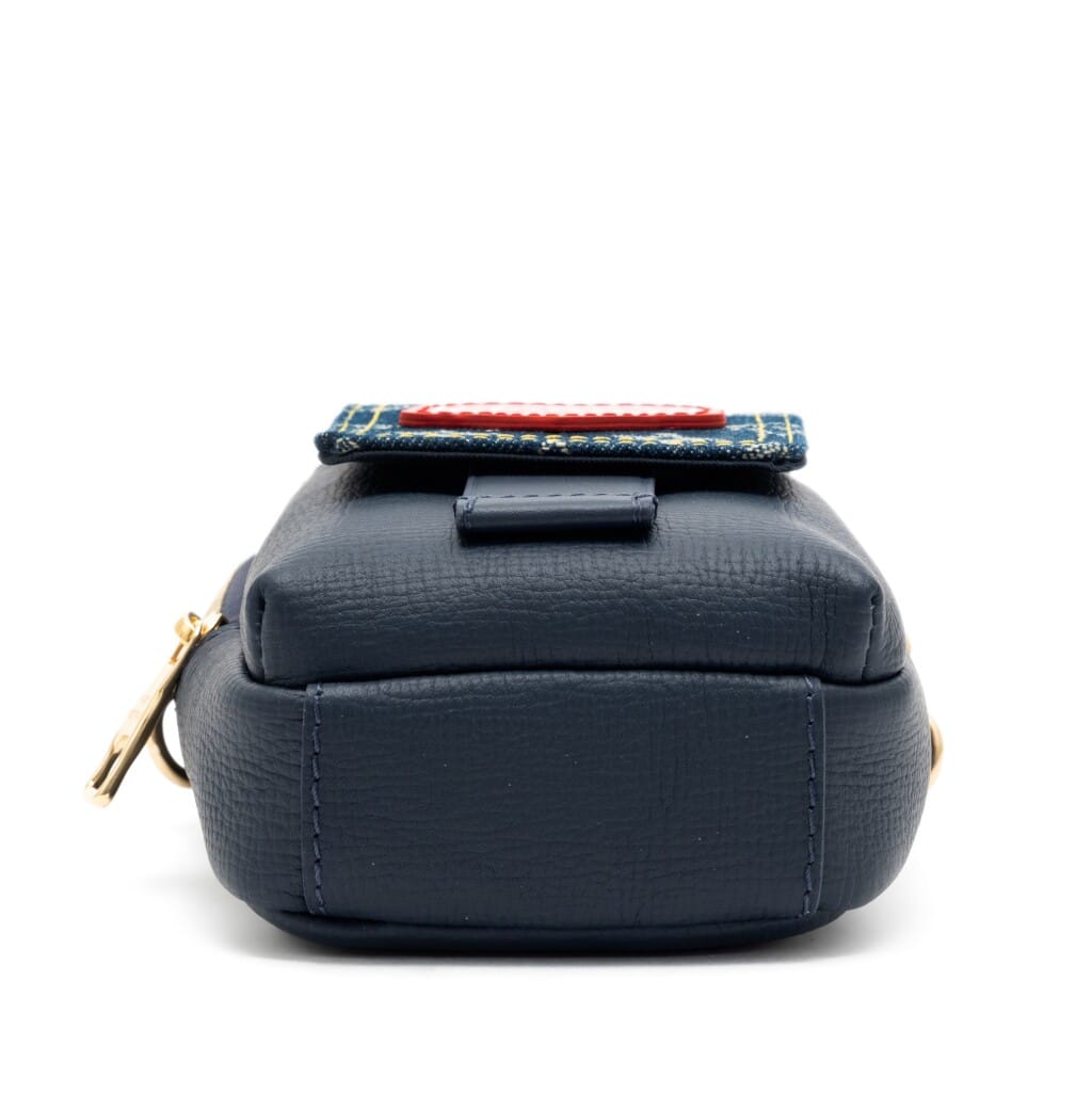 Virgil Abloh NIGO Blue Monogram Denim & Leather Flat Double Phone Pouch Gold Hardware, 2021
