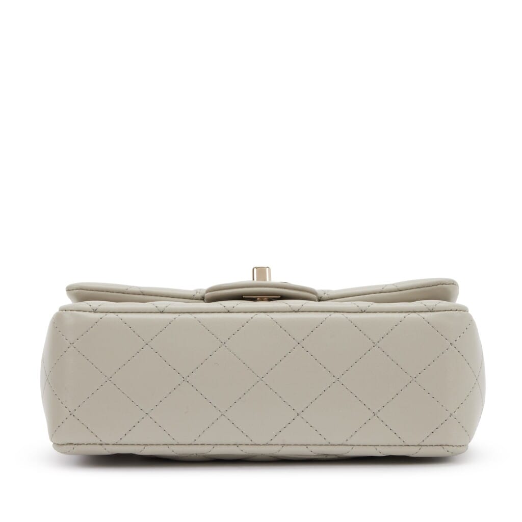 Light Grey Quilted Lambskin Mini Classic Flap Bag Light Gold Hardware, 2022
