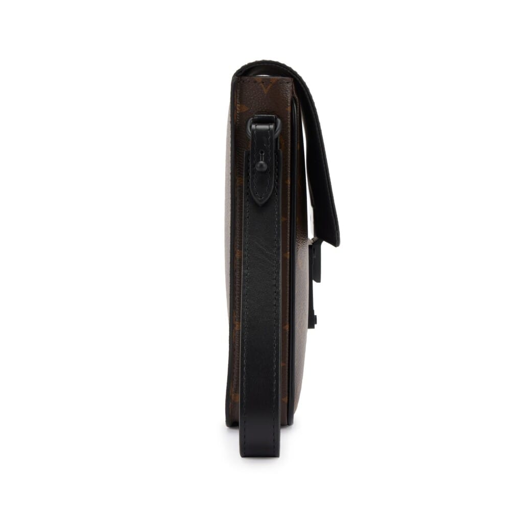 Virgil Abloh Brown Monogram Macassar Coated Canvas A4 S Lock Pouch Black Hardware, 2021-2022