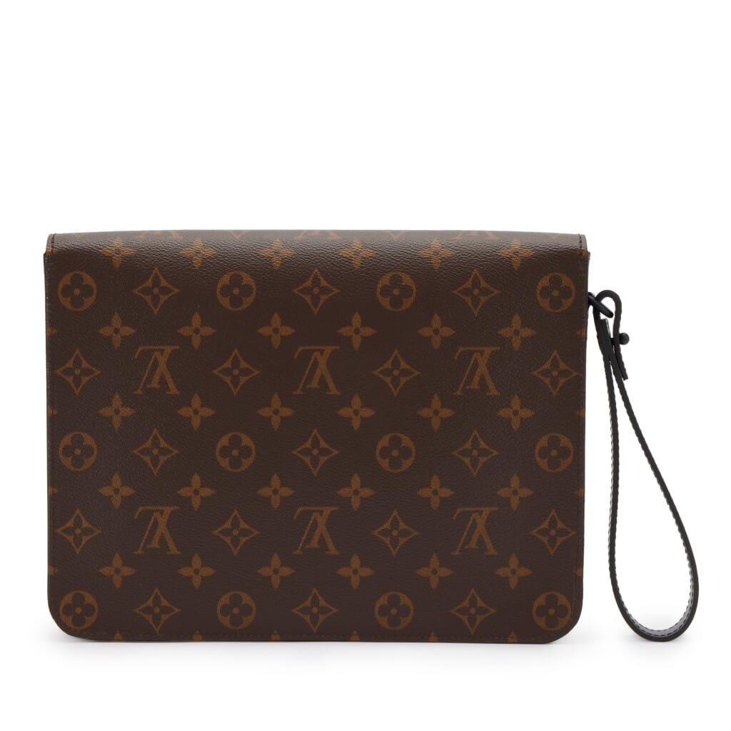 Virgil Abloh Brown Monogram Macassar Coated Canvas A4 S Lock Pouch Black Hardware, 2021-2022