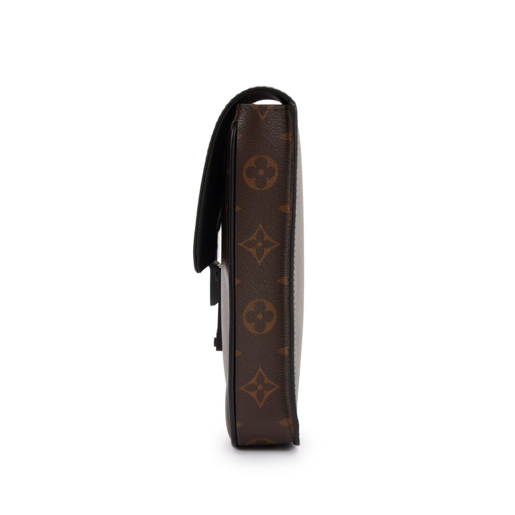 Virgil Abloh Brown Monogram Macassar Coated Canvas A4 S Lock Pouch Black Hardware, 2021-2022