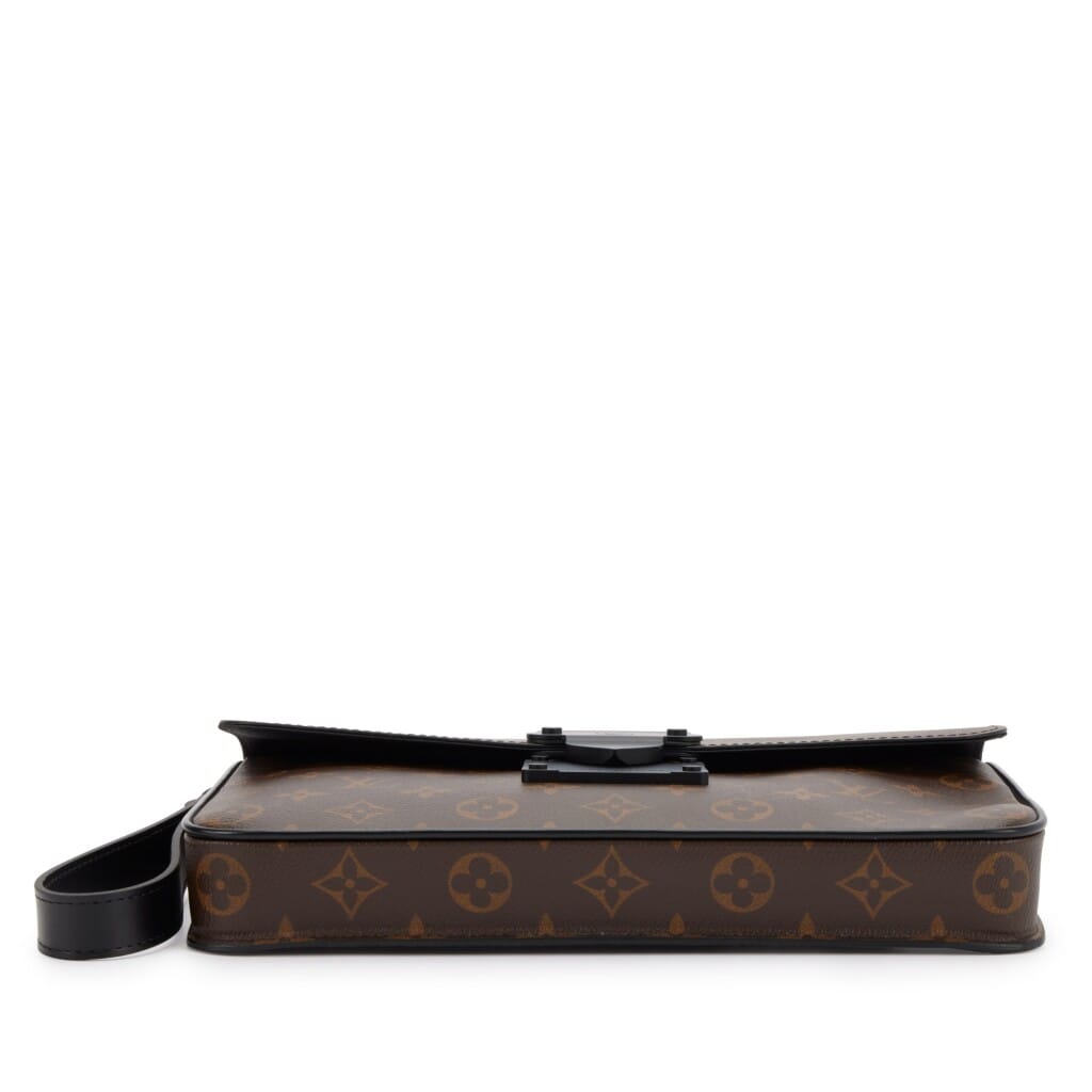 Virgil Abloh Brown Monogram Macassar Coated Canvas A4 S Lock Pouch Black Hardware, 2021-2022