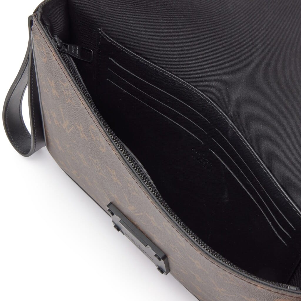 Virgil Abloh Brown Monogram Macassar Coated Canvas A4 S Lock Pouch Black Hardware, 2021-2022