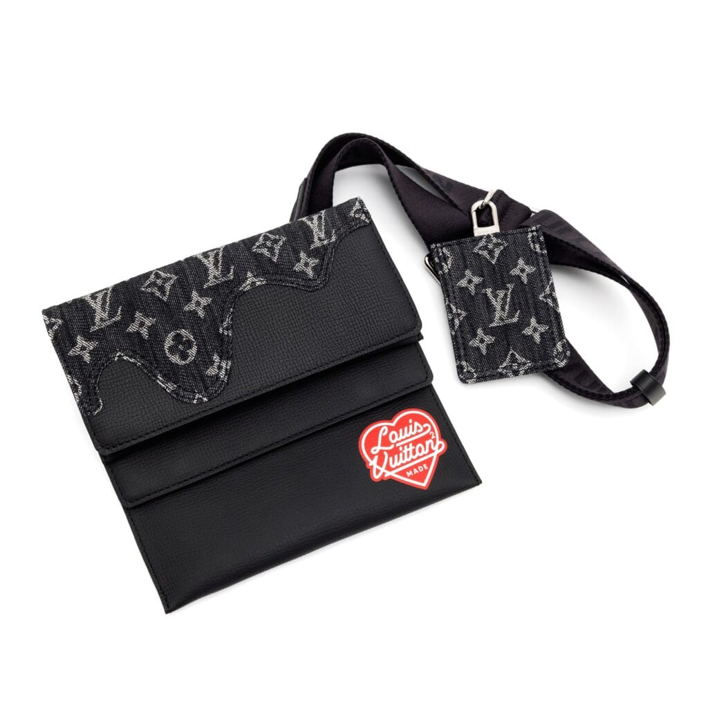 Virgil Abloh NIGO Black Monogram Denim Drip and Taurillon Trio Pouch Silver Hardware, 2021