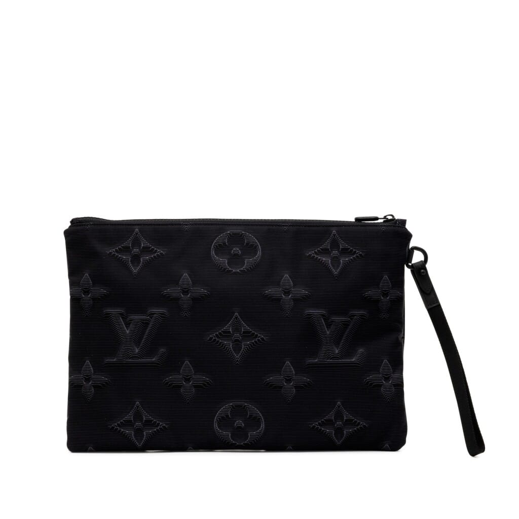 Virgil Abloh Black & Green Monogram 3D Nylon 2054 Reversible Pouch, 2020