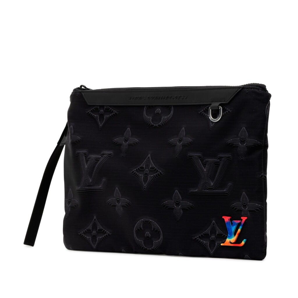 Virgil Abloh Black & Green Monogram 3D Nylon 2054 Reversible Pouch, 2020