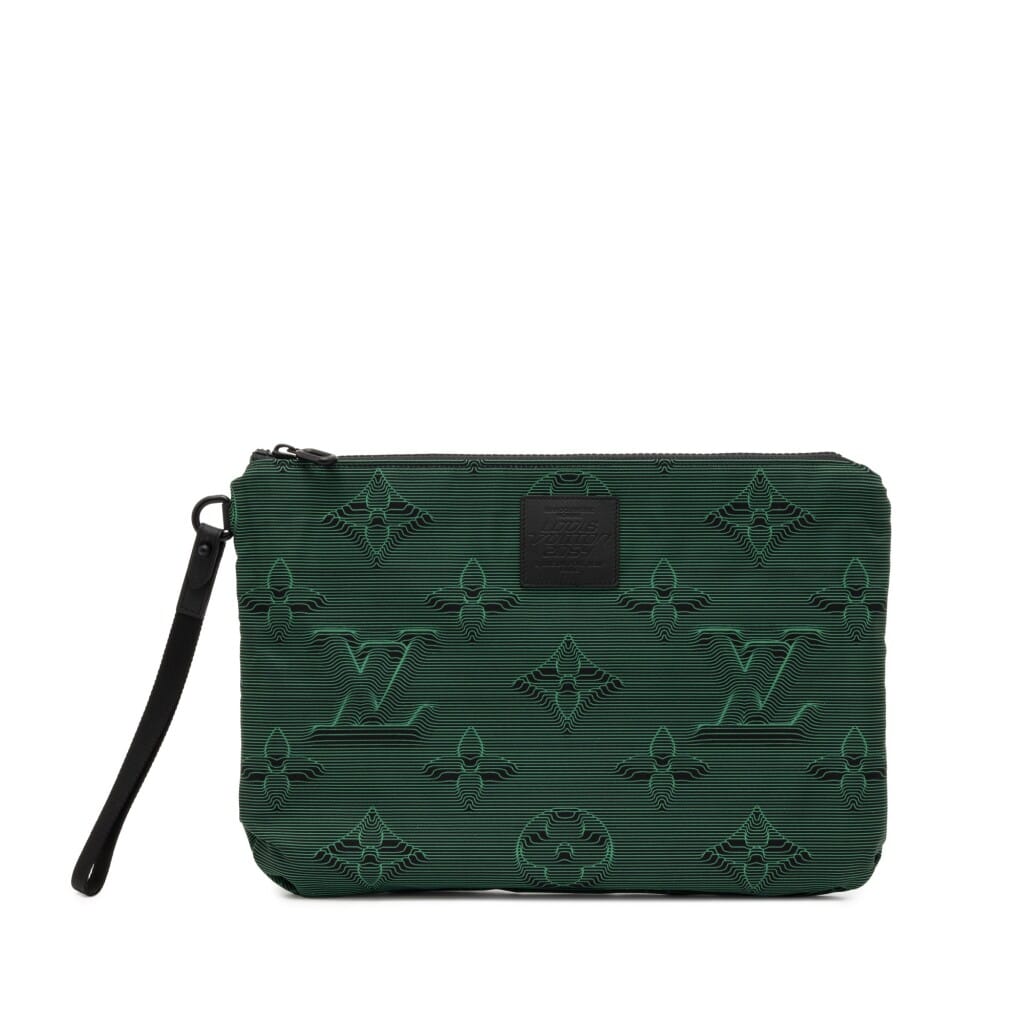 Virgil Abloh Black & Green Monogram 3D Nylon 2054 Reversible Pouch, 2020