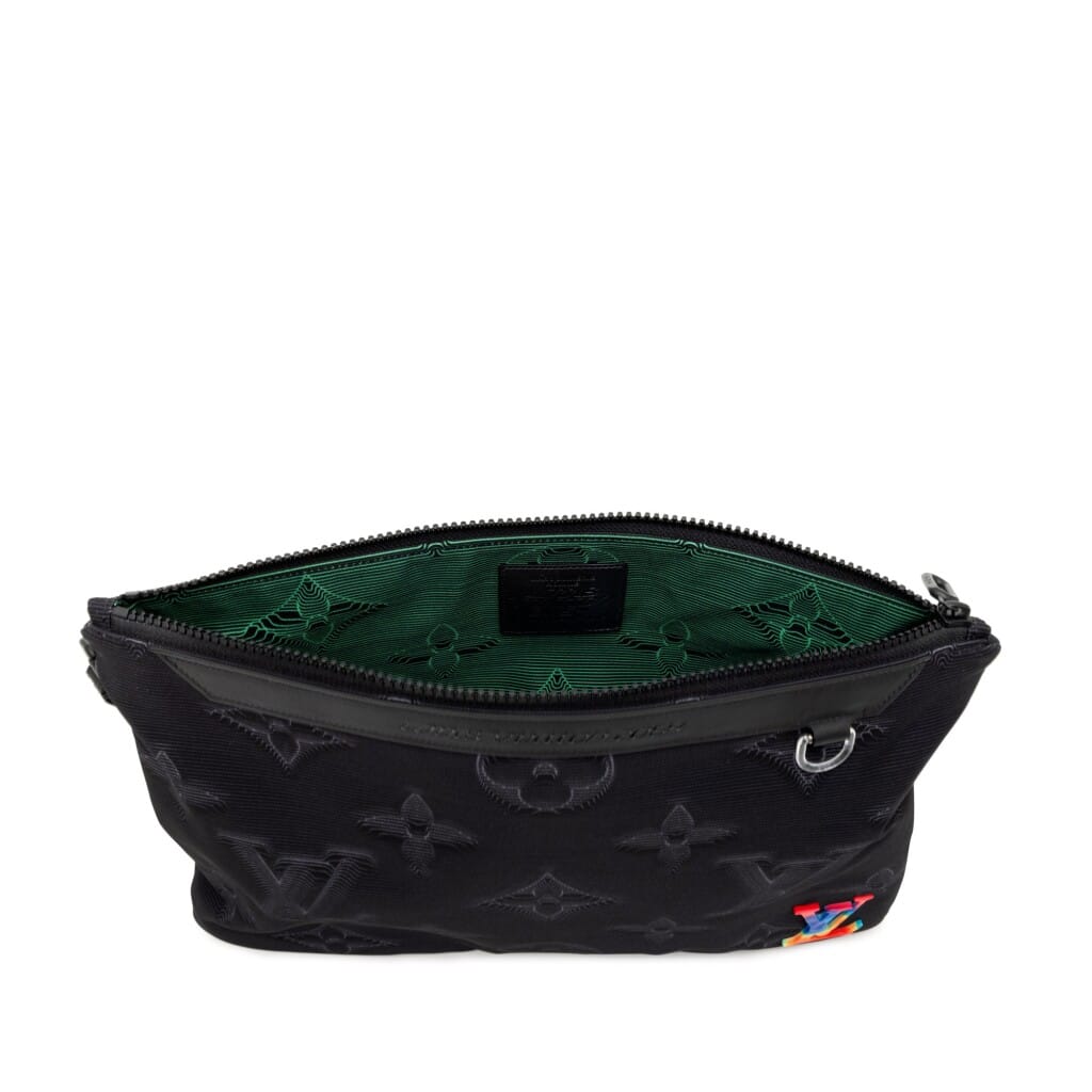 Virgil Abloh Black & Green Monogram 3D Nylon 2054 Reversible Pouch, 2020