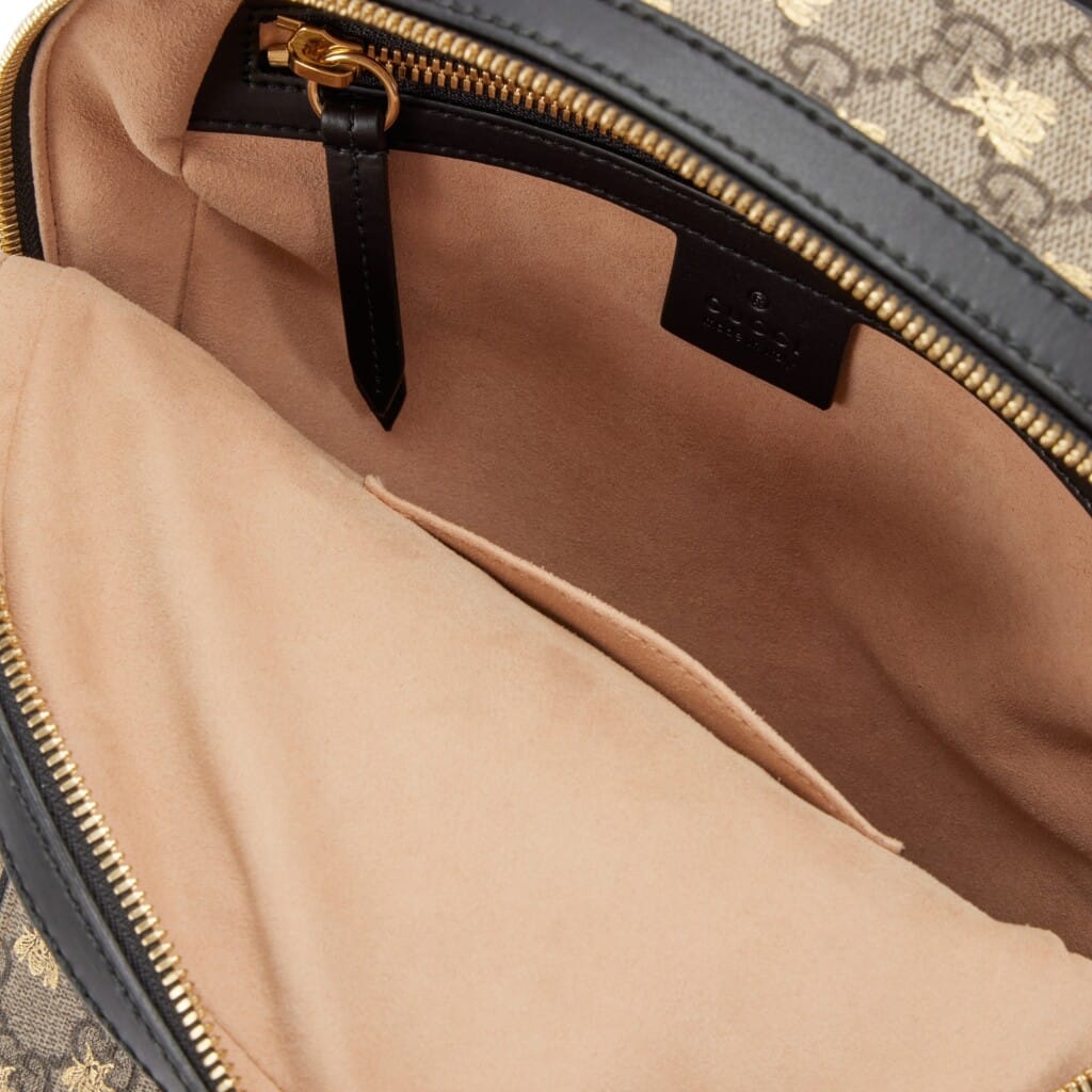 Brown and Gold GG Supreme Monogram Bees Small Day Backpack Gold Hardware