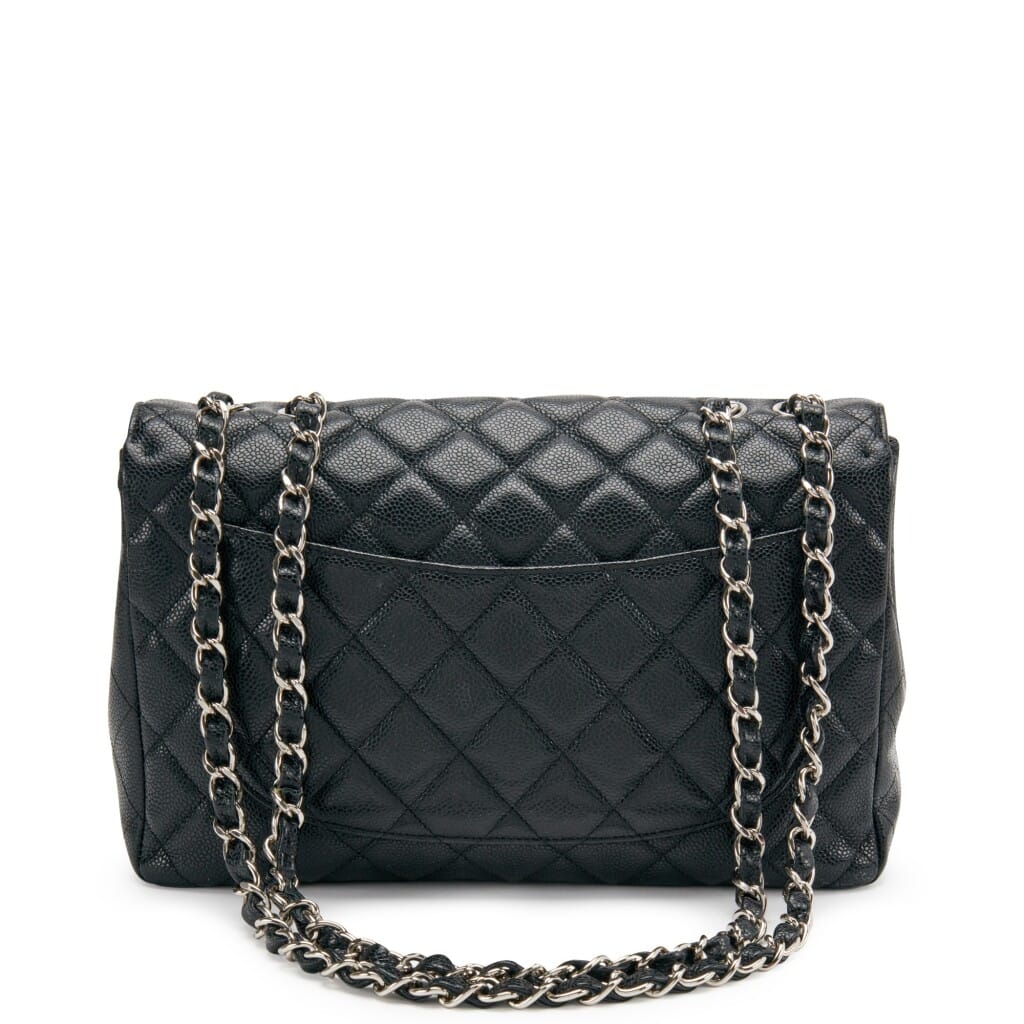Black Quilted Caviar Large Flap Silver Hardware, 2008 to 2009