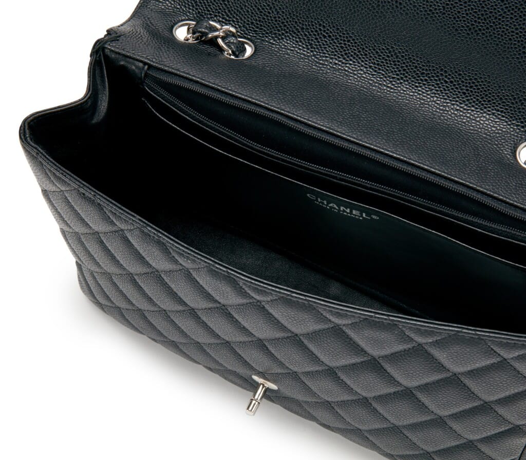 Black Quilted Caviar Large Flap Silver Hardware, 2008 to 2009