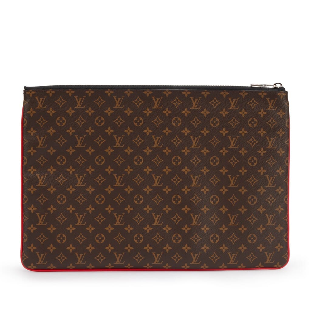 Virgil Abloh Brown Mini Monogram Coated Canvas & Blue Leather A4 Multipocket Pochette Silver Hardware, 2020