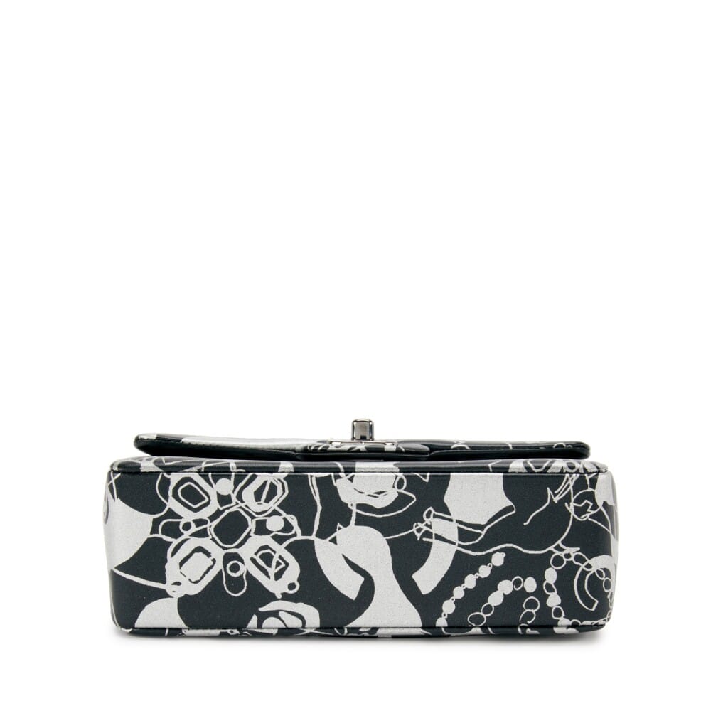 Black and Silver Printed Lambskin Mini Rectangular Flap Dark Silver Hardware, 2022