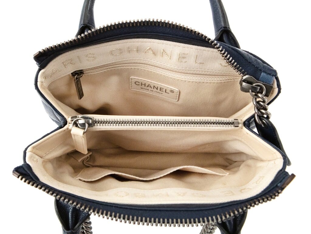 Navy Quilted Goatskin Leather Small Boy Tote Ruthenium Hardware, 2015