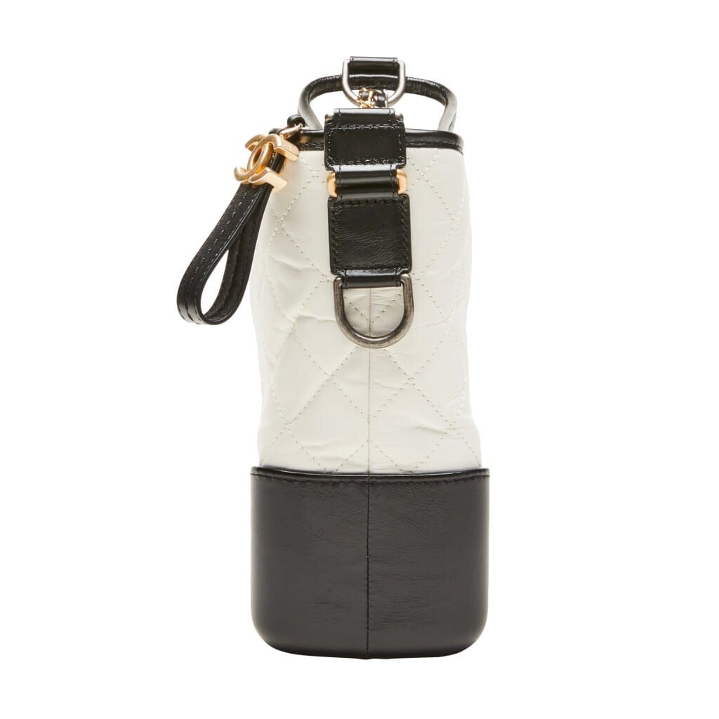 White and Black Quilted Aged Calfskin Medium Gabrielle Hobo Ruthenium, Gold, and Silver Hardware, 2017-2018