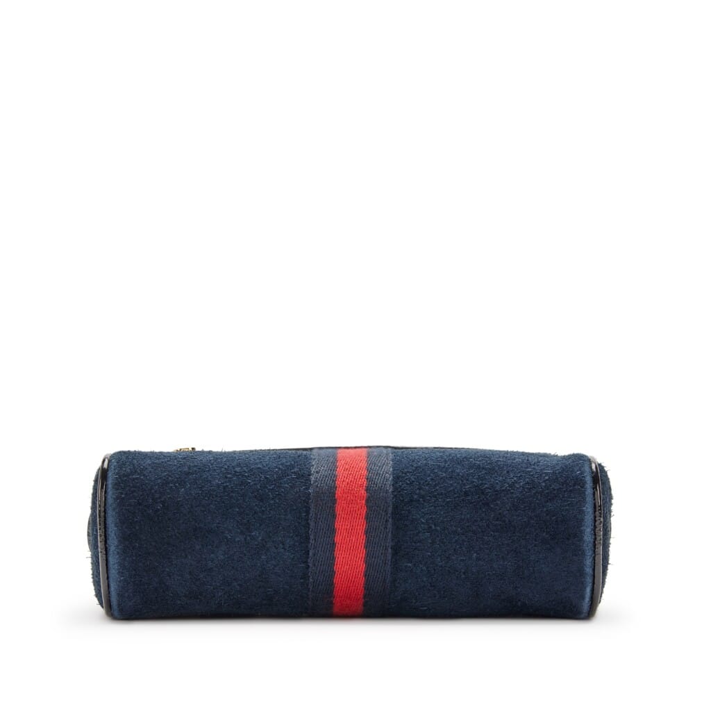 Navy Suede and Black Patent Leather Small Ophidia Banane Waist Bag Gold Hardware