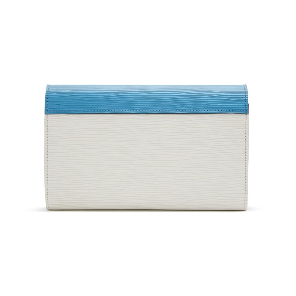 Blue and White Epi Tribal Mask Chain Wallet Silver Hardware, 2014