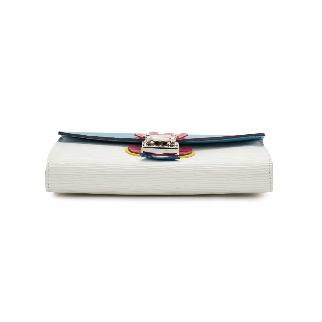 Blue and White Epi Tribal Mask Chain Wallet Silver Hardware, 2014
