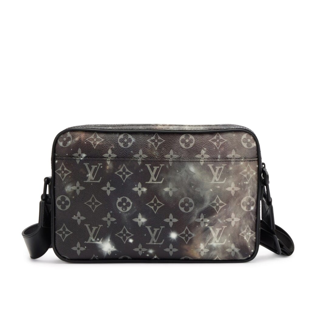 Gray Monogram Galaxy Coated Canvas Alpha Messenger Black Hardware, 2018