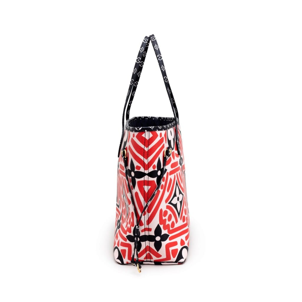 Red, Black, and White Giant Monogram Crafty Coated Canvas Neverfull MM Gold Hardware, 2020