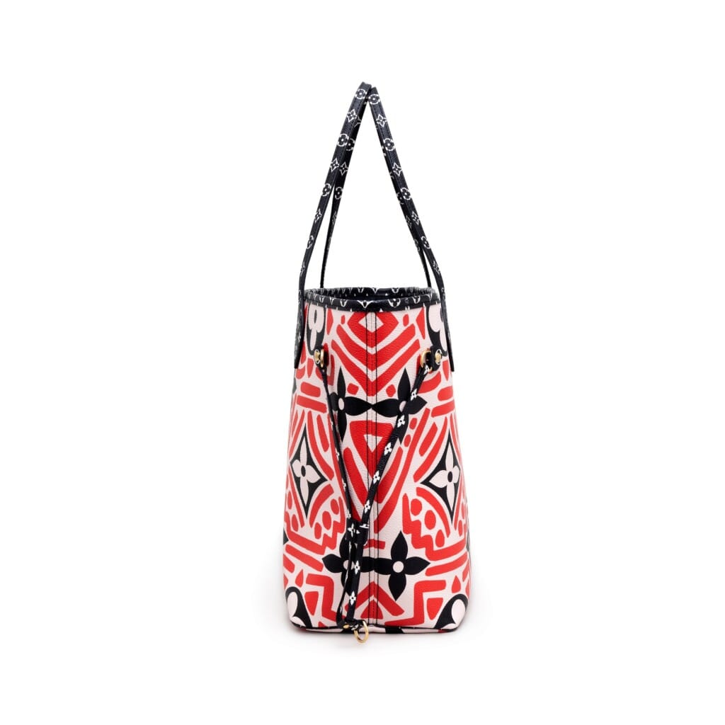 Red, Black, and White Giant Monogram Crafty Coated Canvas Neverfull MM Gold Hardware, 2020