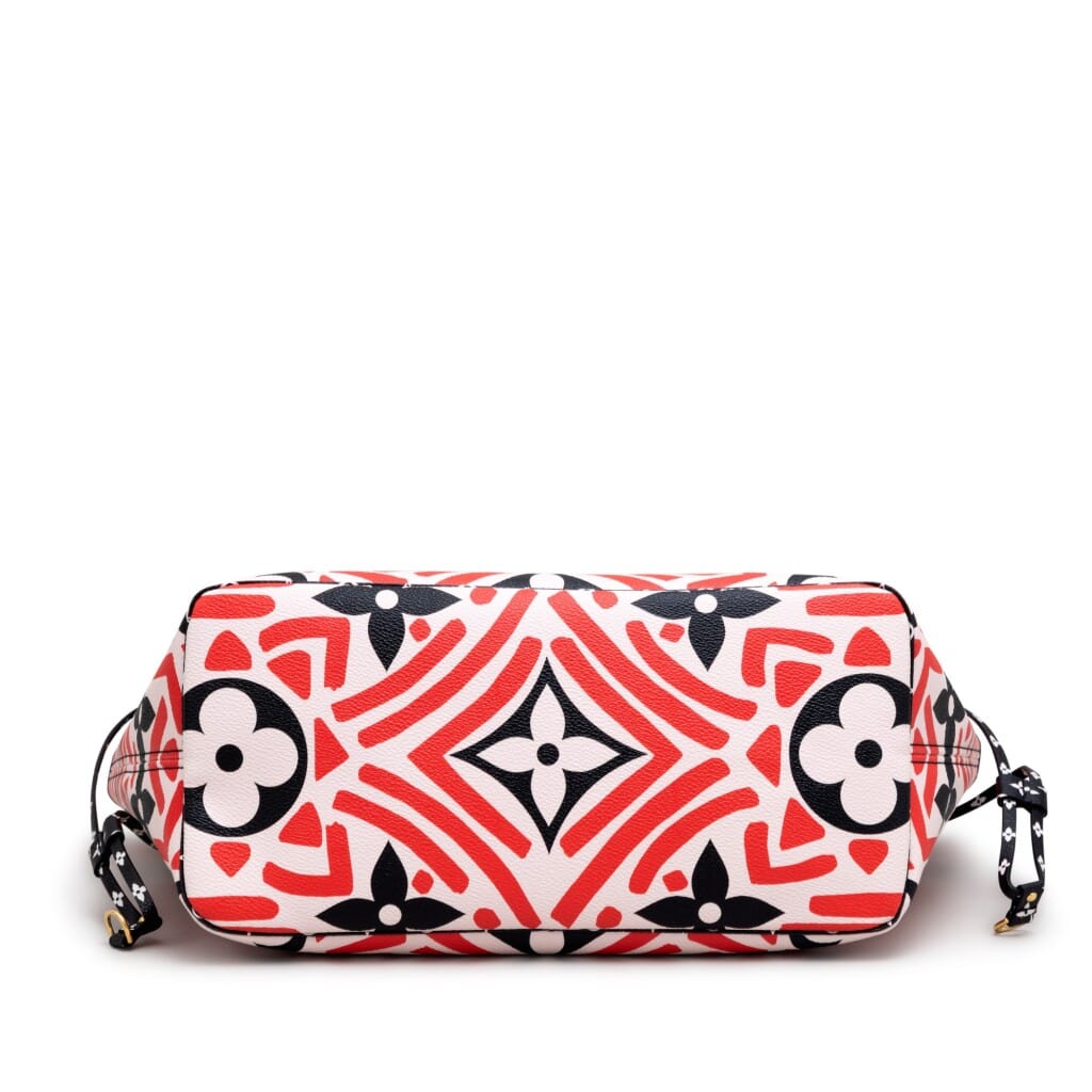 Red, Black, and White Giant Monogram Crafty Coated Canvas Neverfull MM Gold Hardware, 2020