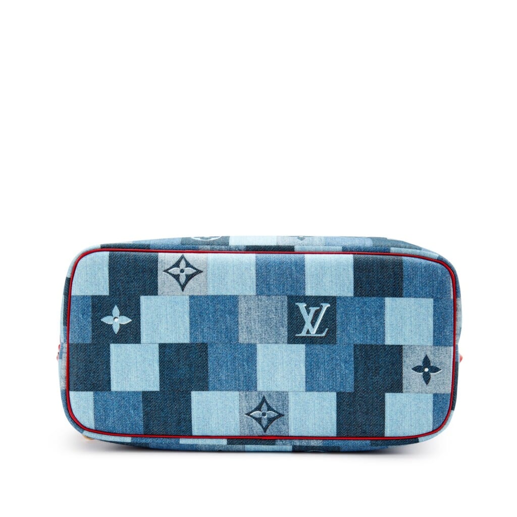 Blue and Red Damier Monogram Patchwork Denim Neverfull MM Gold Hardware, 2019
