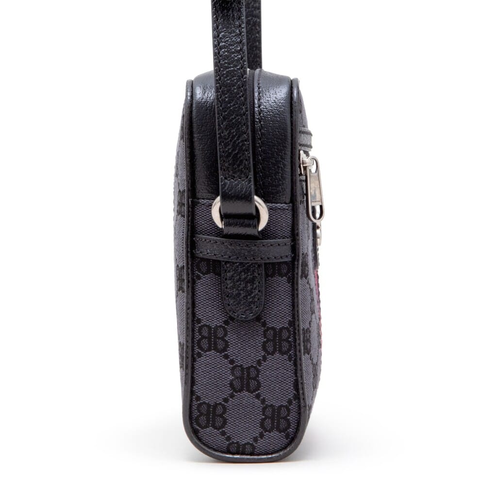 Black Monogram Jacquard Canvas Hacker Shoulder Zip Bag Silver Hardware, 2021