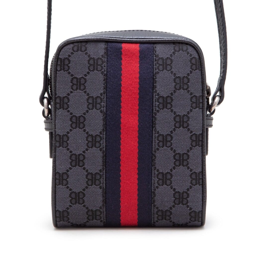 Black Monogram Jacquard Canvas Hacker Shoulder Zip Bag Silver Hardware, 2021