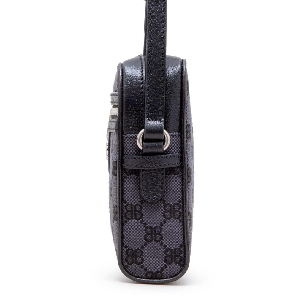 Black Monogram Jacquard Canvas Hacker Shoulder Zip Bag Silver Hardware, 2021