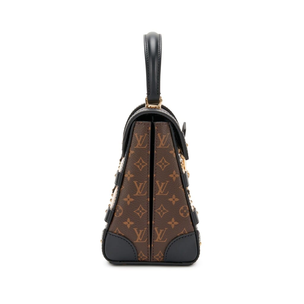 Brown Mini Monogram Coated Canvas, Wood and Black Leather Trianon PM Gold Hardware, 2021