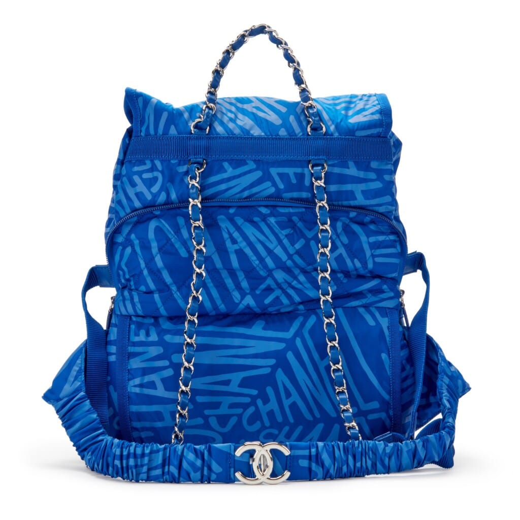 Blue Nylon Coco Neige Convertible Backpack Silver Hardware, 2021