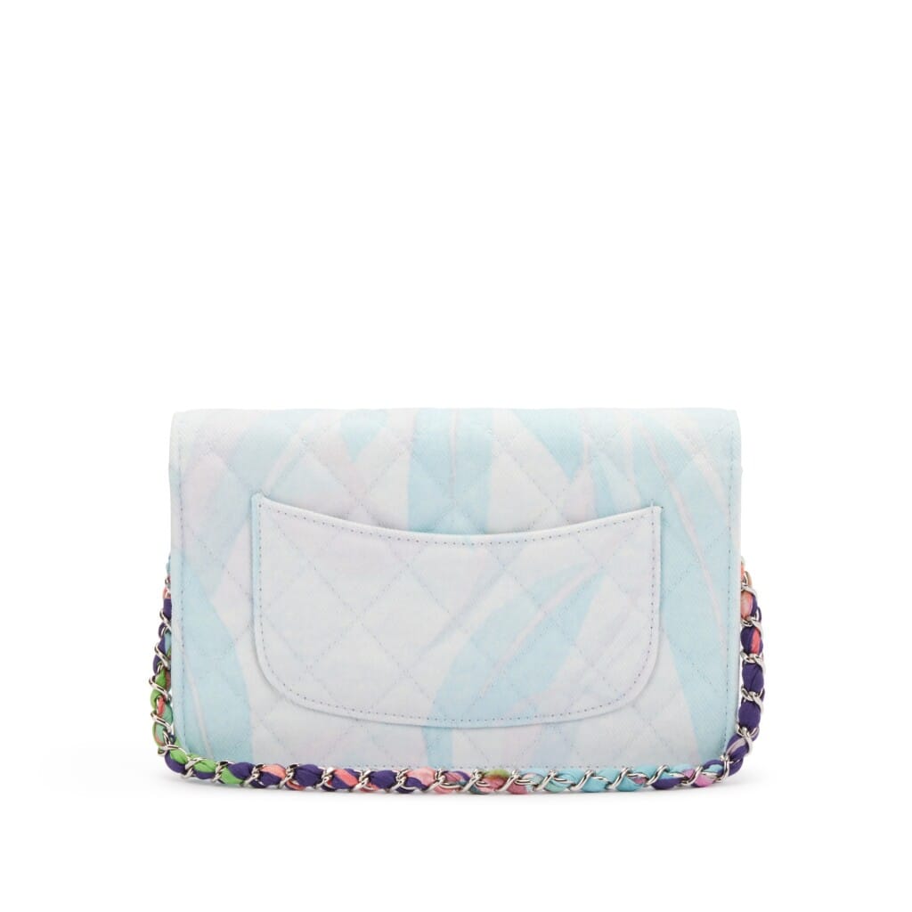 Multicolor Quilted Denim WOC Wallet On Chain Silver Hardware, 2019