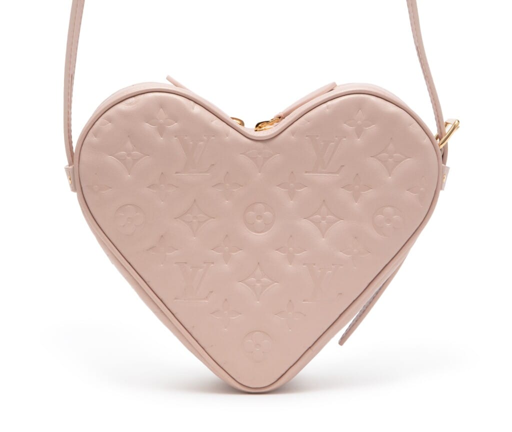 Dragée Light Pink Monogram Embossed Puffy Lambskin Sac Coeur Gold Hardware, 2021