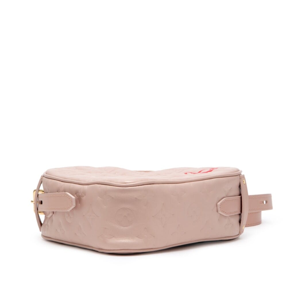 Dragée Light Pink Monogram Embossed Puffy Lambskin Sac Coeur Gold Hardware, 2021