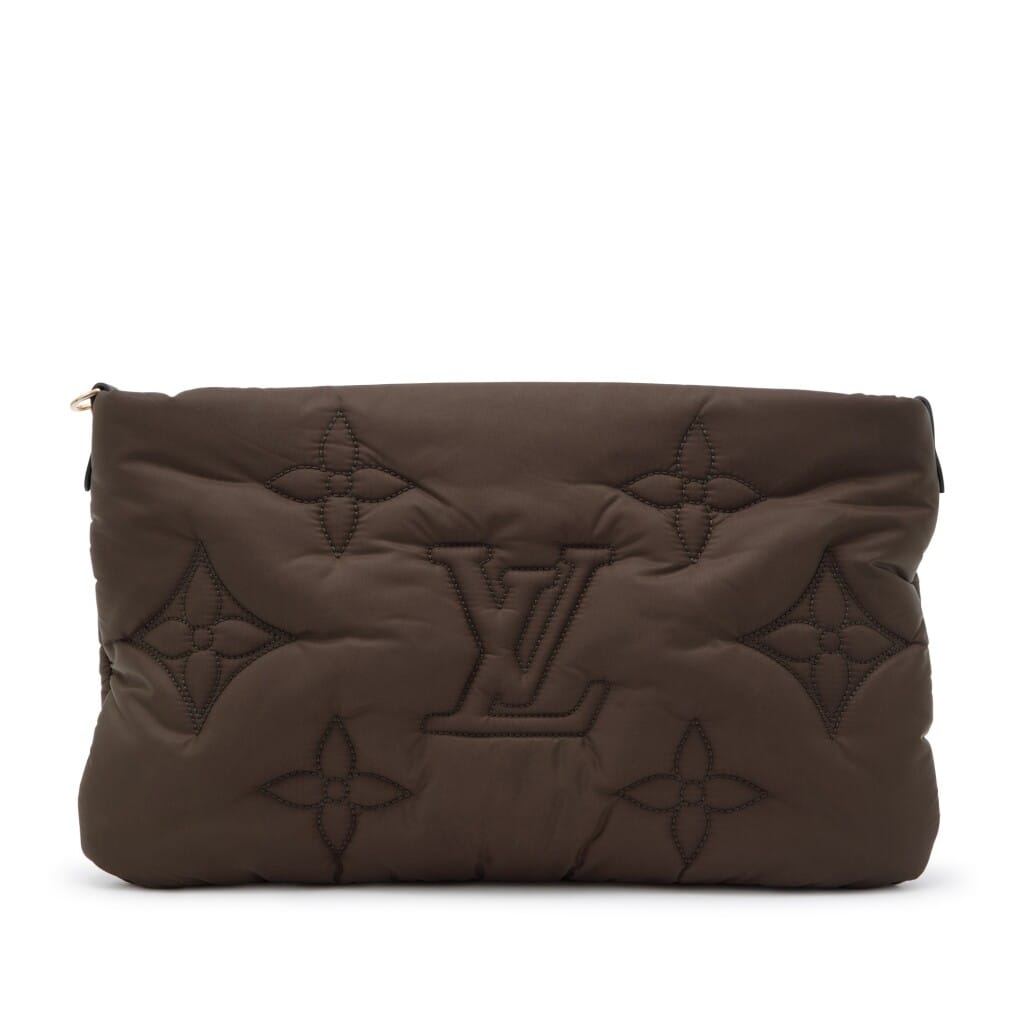 Beige and Green Monogram Econyl Nylon Maxi Multi Pochette Accessoires Gold Hardware, 2021