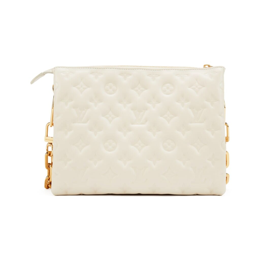 Cream Puffy Monogram Lambskin Coussin PM Gold Hardware, 2021