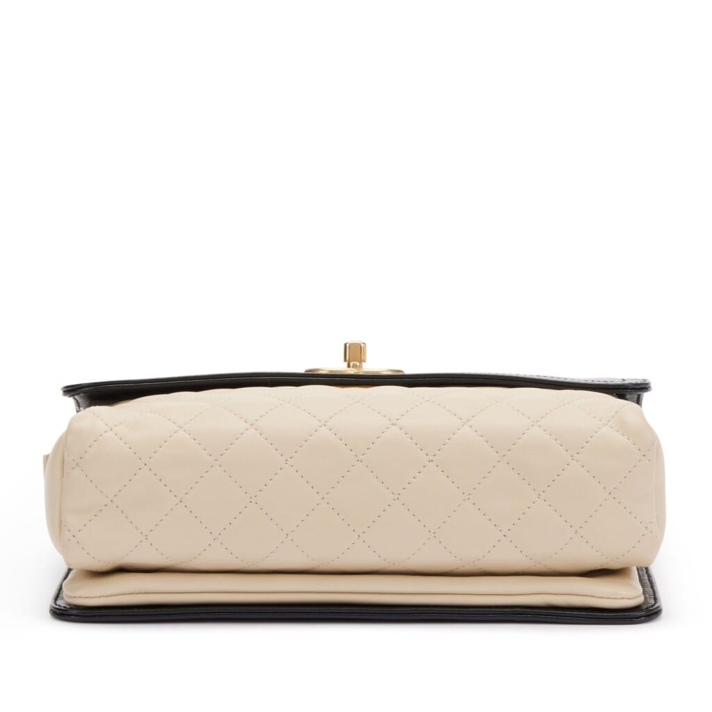 Black and Beige Quilted Leather CC Camera Flap Gold Hardware, 2012