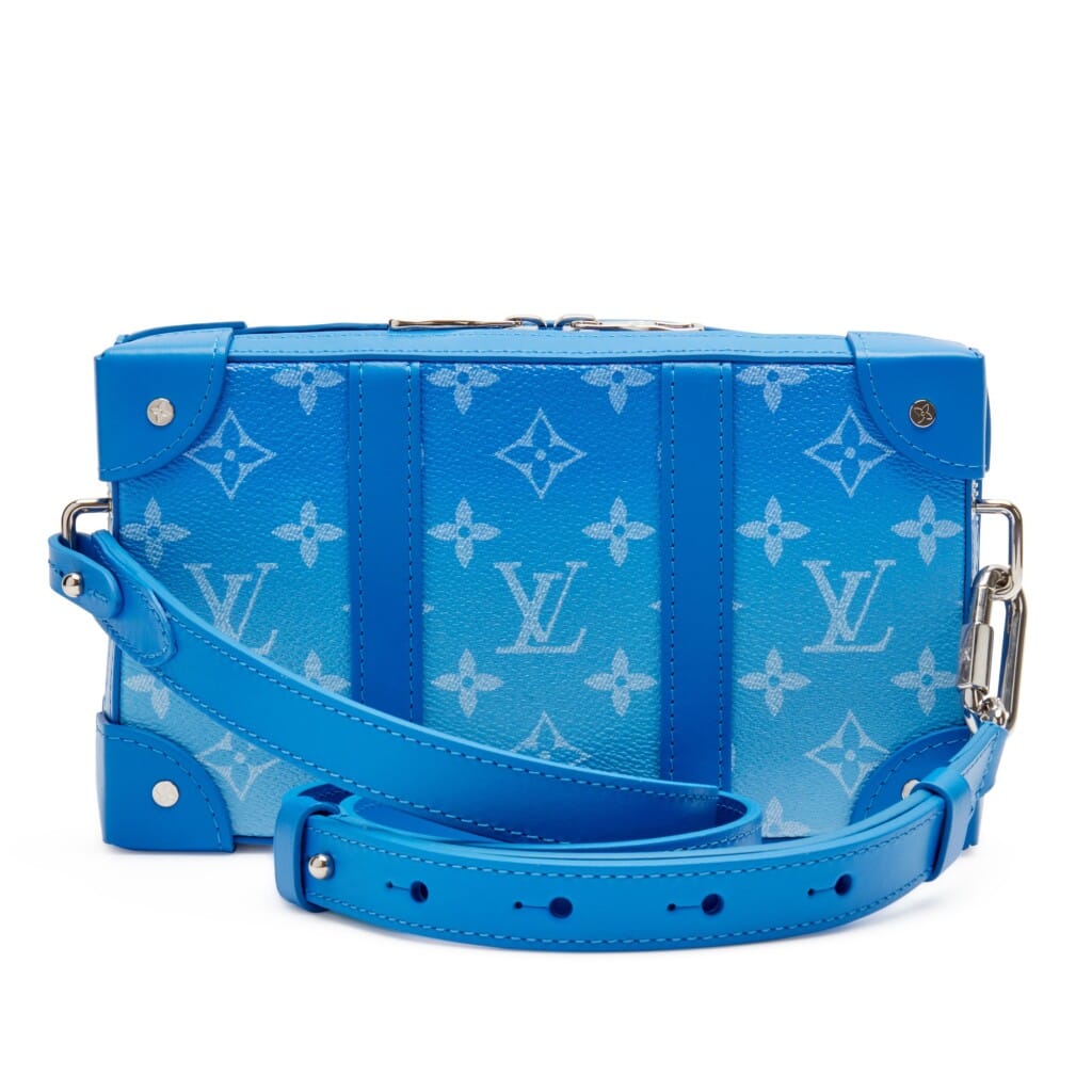 Virgil Abloh Blue and White Monogram Clouds Coated Canvas Soft Trunk Wallet Silver Hardware, 2020