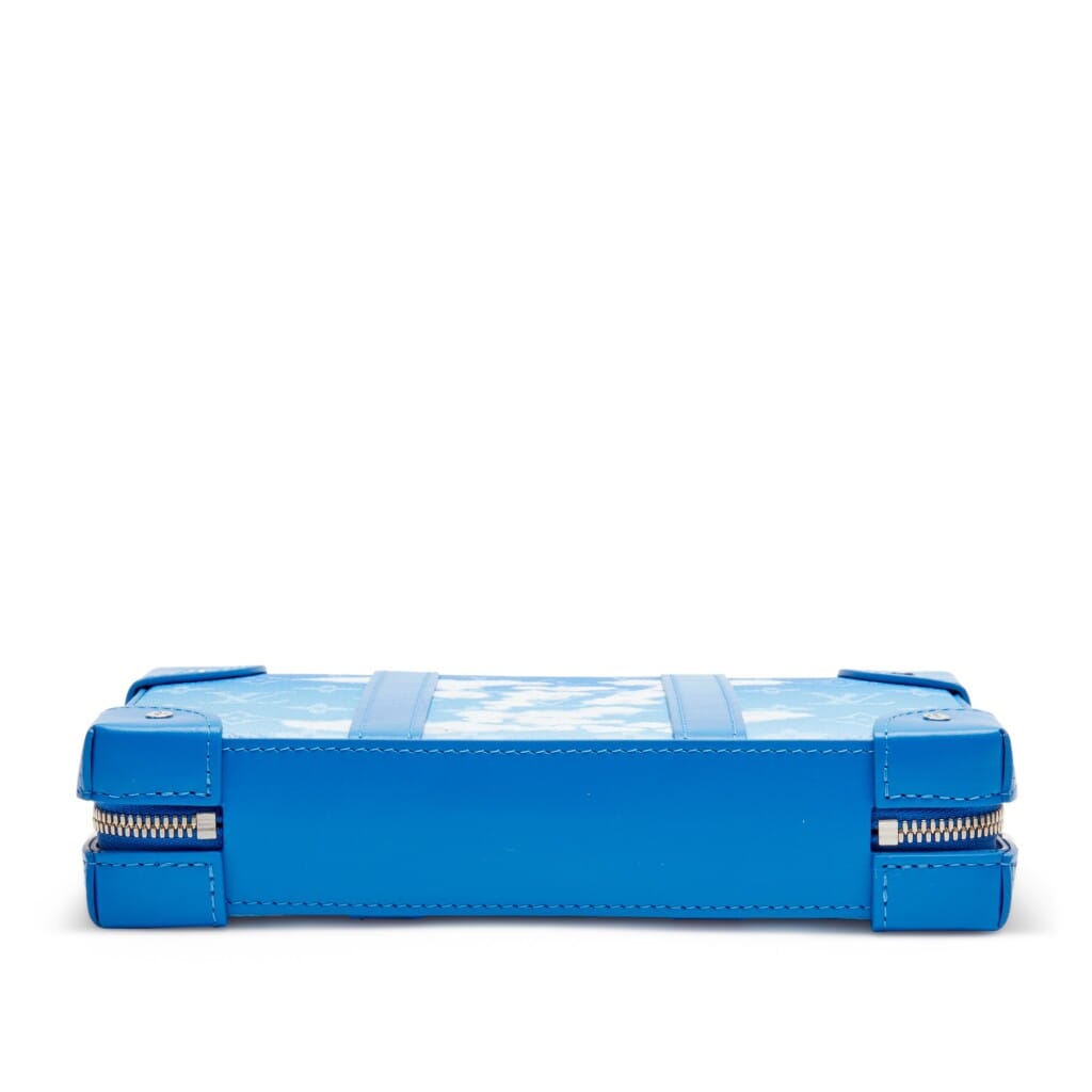 Virgil Abloh Blue and White Monogram Clouds Coated Canvas Soft Trunk Wallet Silver Hardware, 2020