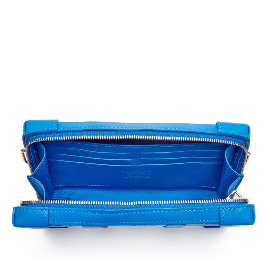 Virgil Abloh Blue and White Monogram Clouds Coated Canvas Soft Trunk Wallet Silver Hardware, 2020