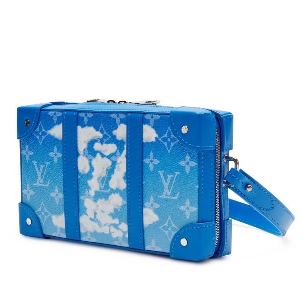 Virgil Abloh Blue and White Monogram Clouds Coated Canvas Soft Trunk Wallet Silver Hardware, 2020