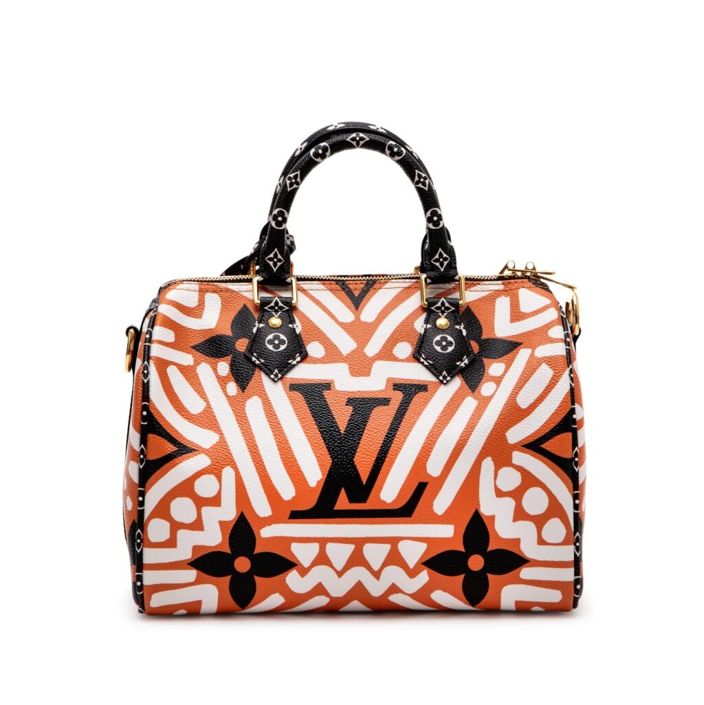 Caramel, Black, and White Giant Monogram Crafty Coated Canvas Speedy Bandoulière 25 Gold Hardware, 2020