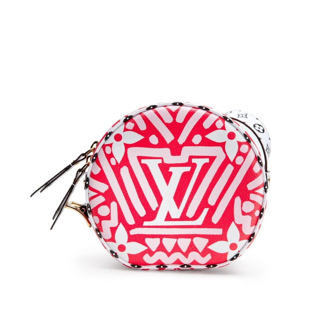 Red, White, Black, and Pink Crafty Giant Monogram Coated Canvas Boîte Chapeau Souple PM Gold Hardware, 2020