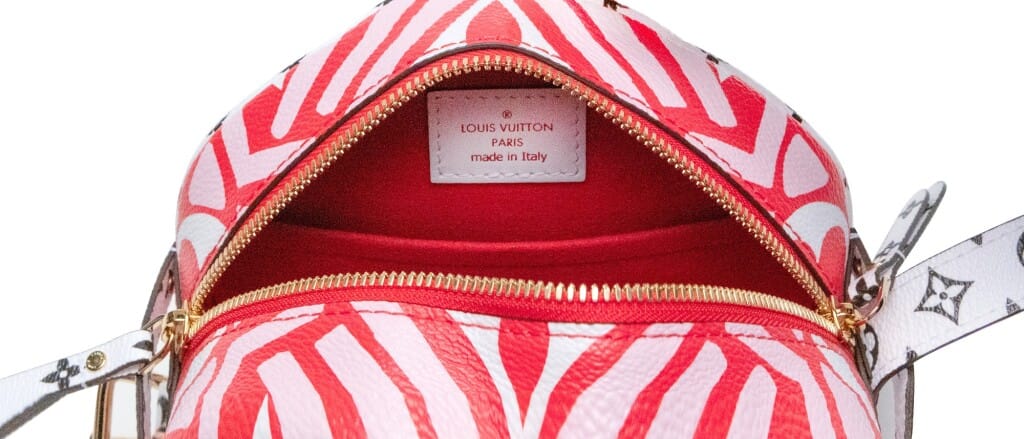 Red, White, Black, and Pink Crafty Giant Monogram Coated Canvas Boîte Chapeau Souple PM Gold Hardware, 2020