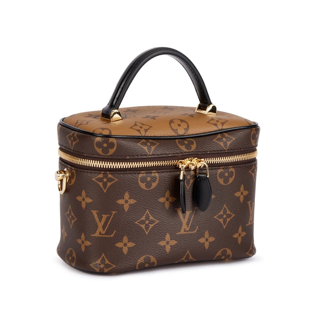 Brown Monogram and Monogram Reverse Coated Canvas Vanity PM Gold Hardware, 2020
